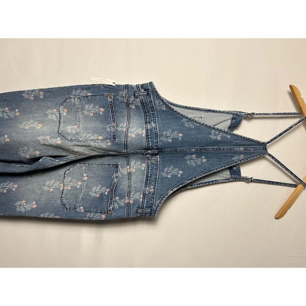 Pilcro Overalls Painters Womens 31 Floral Distressed Denim Boho Fairy Relaxed - Picture 6 of 11